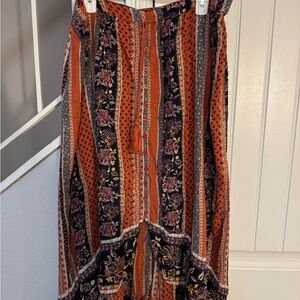 Style & Co. A-Line Women’s L Maxi Boho Skirt in Orange and Black